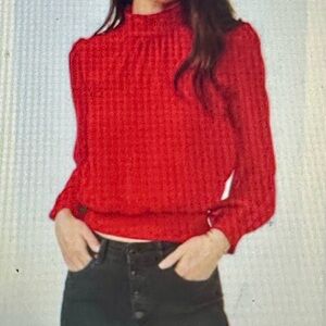 1. State women’s mock neck cut out cropped blouse